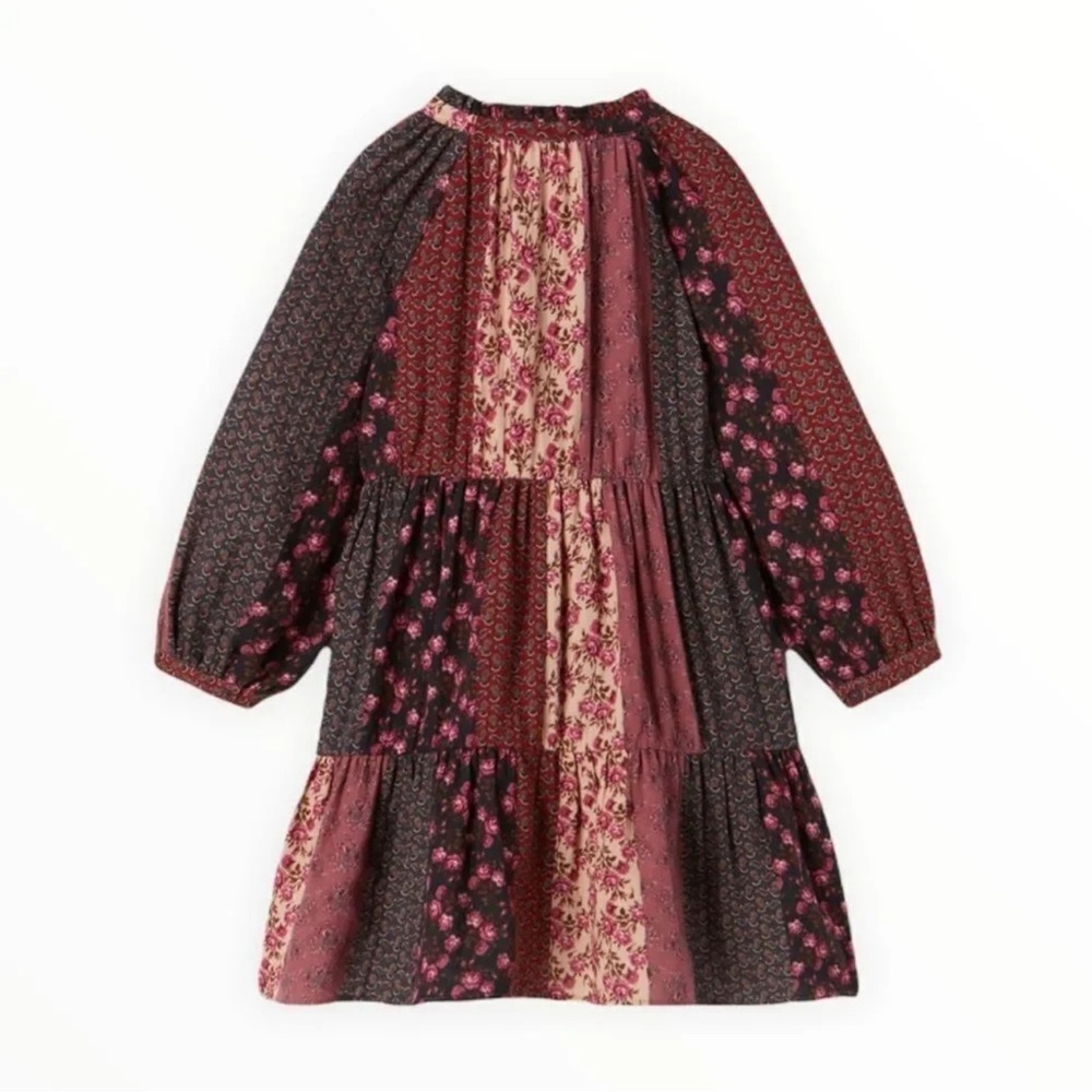 ZARA Kids | Maroon | PATCHWORK DRESS - Picture 3 of 6
